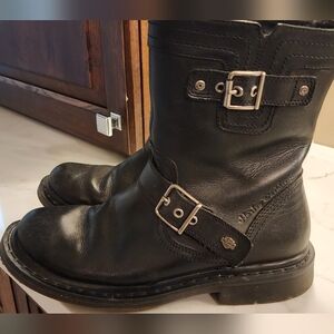 Harley-Davidson Black Leather Boots with Buckles
